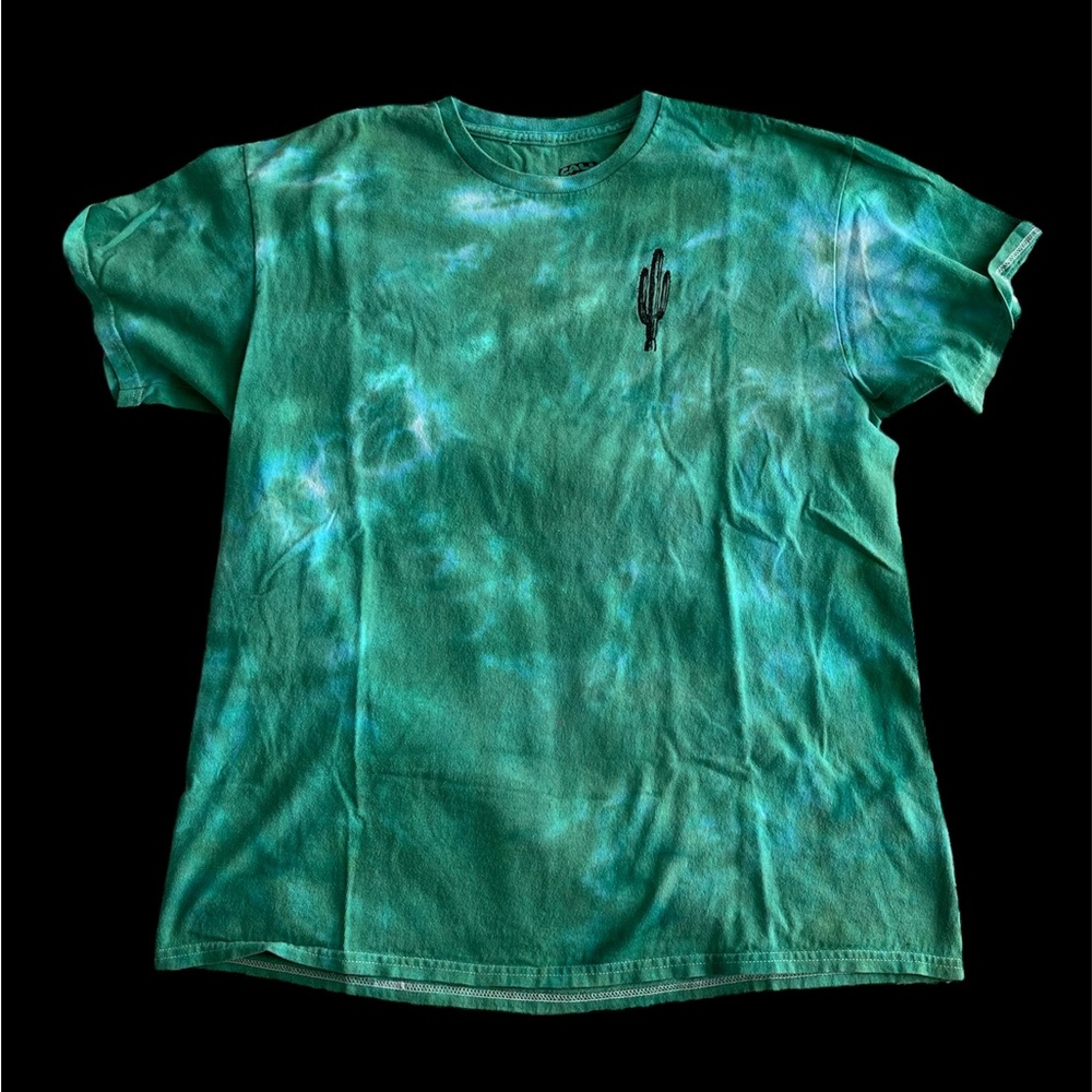 Cactus Cotton Green Large Tee T-Shirt Tie Dye Blue Graphic